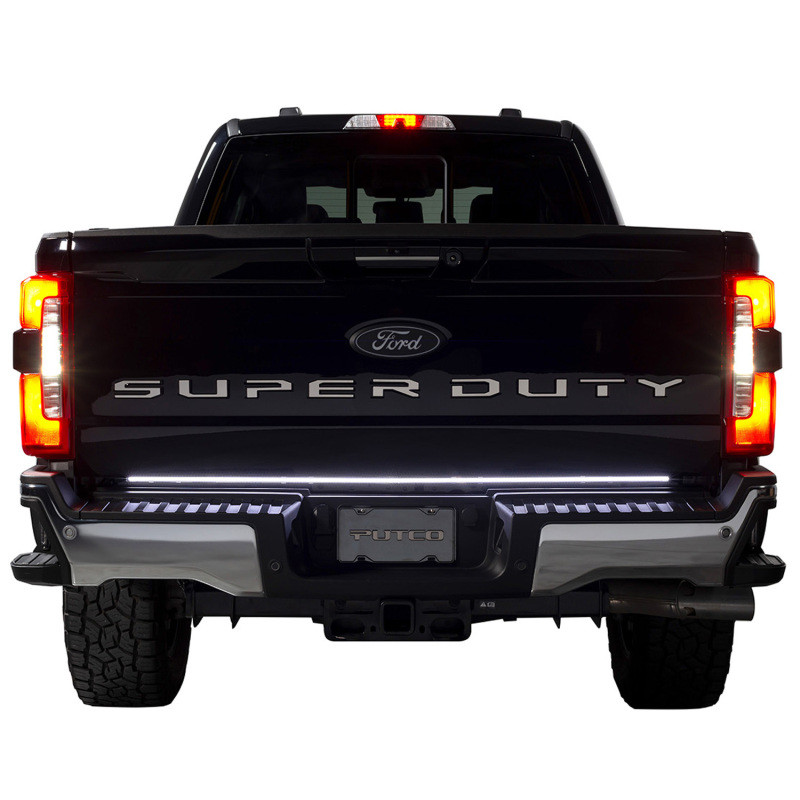 Putco 2024 Ford SuperDuty F-250 60In Direct Fit Red Blade Kit Tailgate Bars w/ LED Taillamps - 9203060-26 Photo - lifestyle view