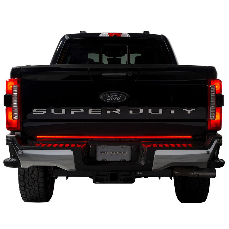 Putco 2024 Ford SuperDuty F-250 60In Direct Fit Red Blade Kit Tailgate Bars w/ LED Taillamps - 9203060-26 Photo - lifestyle view