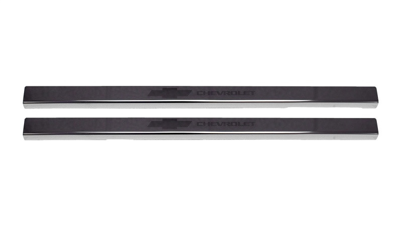 Putco 2020 Chevy Silv LD/HD Double/Regular Cab w/ Bow Tie Etching (2pcs) Black Platinum Door Sills - 95181BPGM-1