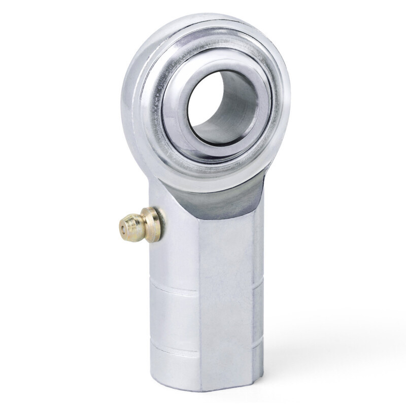 QA1 C Series 2-Pc Rod End - Female/Left Hand - 14mm Bore x M14x2.0 w/Zerk - Carbon Steel - MCFL14Z Photo - Primary