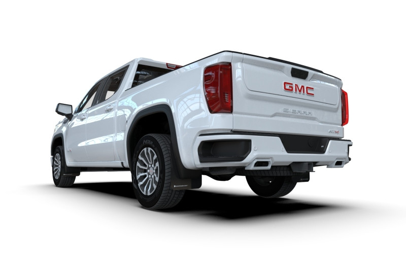 Rally Armor 19-25 GMC Sierra 1500 AT4 Black UR Mud Flap w/ White Logo - MF100-UR-BLK-WH