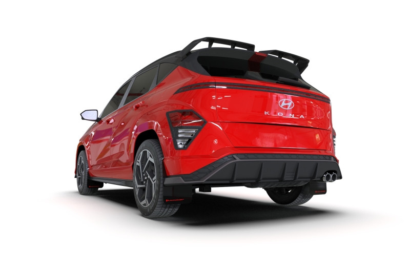 Rally Armor 24-25 Hyundai Kona N Line Black UR Mud Flap - White Logo - MF103-UR-BLK-WH