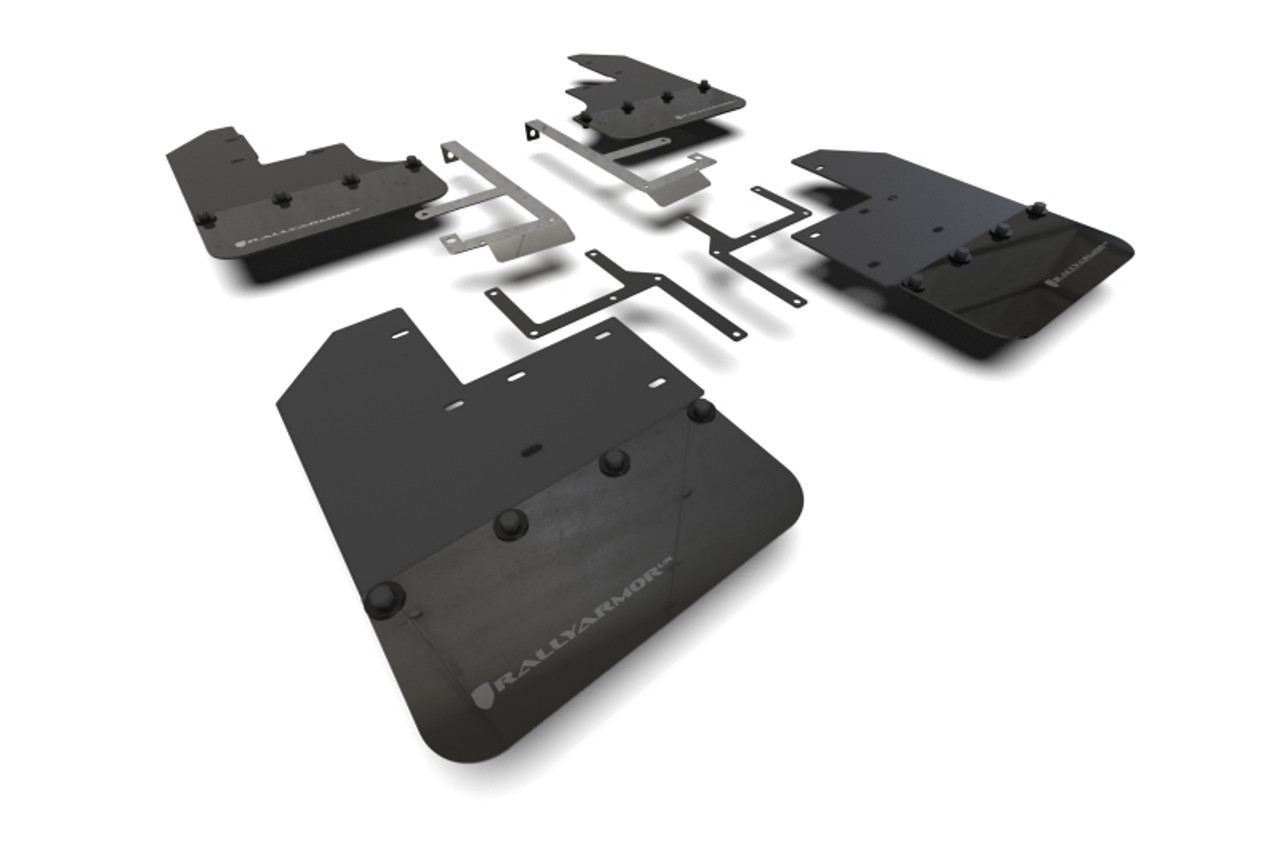Rally Armor 19-24 Jeep JT Gladiator (Mojave/Rubicon) Black Mud Flap w/Grey Logo - MF104-BLK-GRY