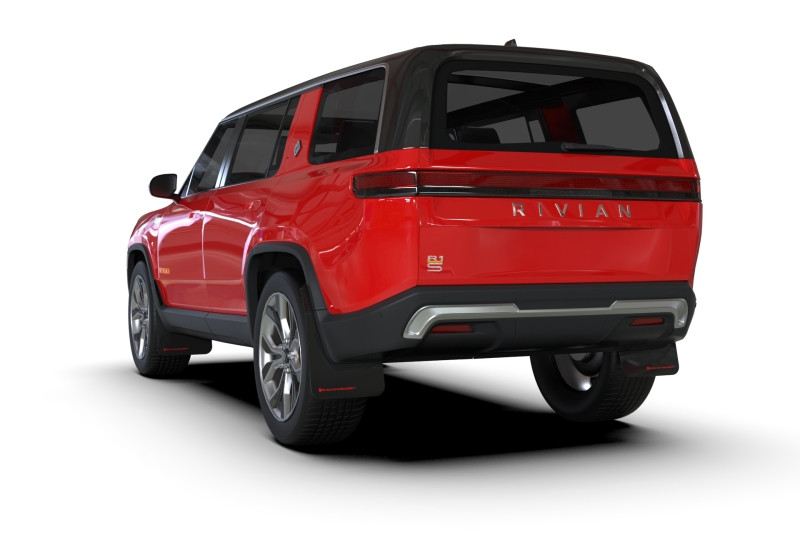 Rally Armor 22-25 Rivian R1S Black UR Mud Flap w/Red Logo - MF108-UR-BLK-RD