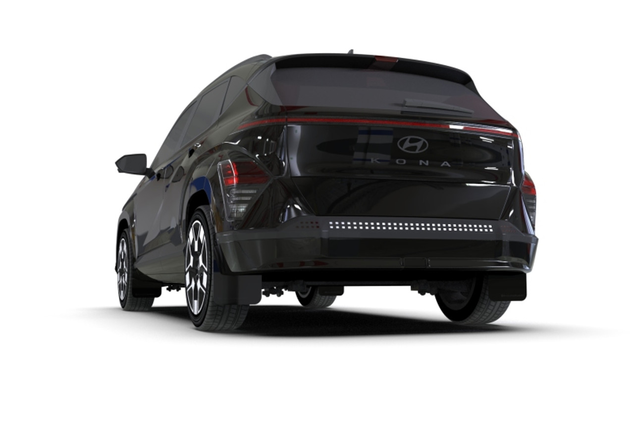 Rally Armor 2024 Hyundai Kona/Kona EV Black UR Mud Flap w/Metallic Black Logo - MF113-UR-BLK-MBK