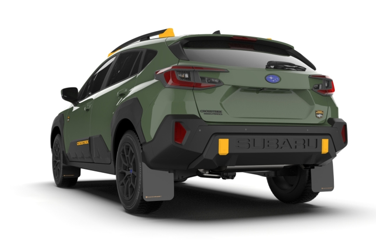 Rally Armor 24-25 Subaru Crosstrek (Wilderness Only) Black UR Mud Flap W/White Logo No Drilling Req - MF116-UR-BLK-WH