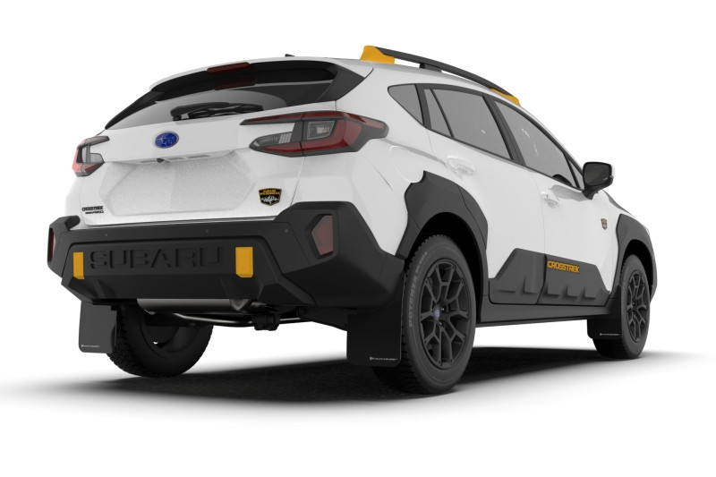 Rally Armor 24-25 Subaru Crosstrek (Wilderness Only) Black UR Mudflap W/Wild-Orange Logo No Drill Re - MF116-UR-BLK-WOR