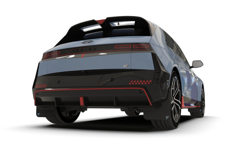 Rally Armor 2025 Hyundai Ioniq 5 N Black UR Mud Flap Silver Battery Logo - MF117-BAT-BLK-SIL