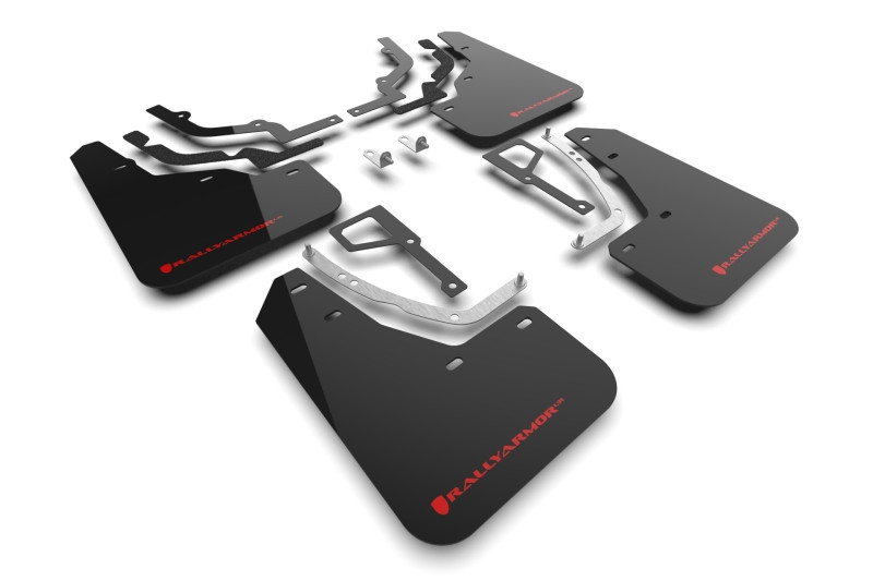 Rally Armor 2025 Hyundai Ioniq 5 N Black Mud Flap w/Red Logo - MF117-UR-BLK-RD