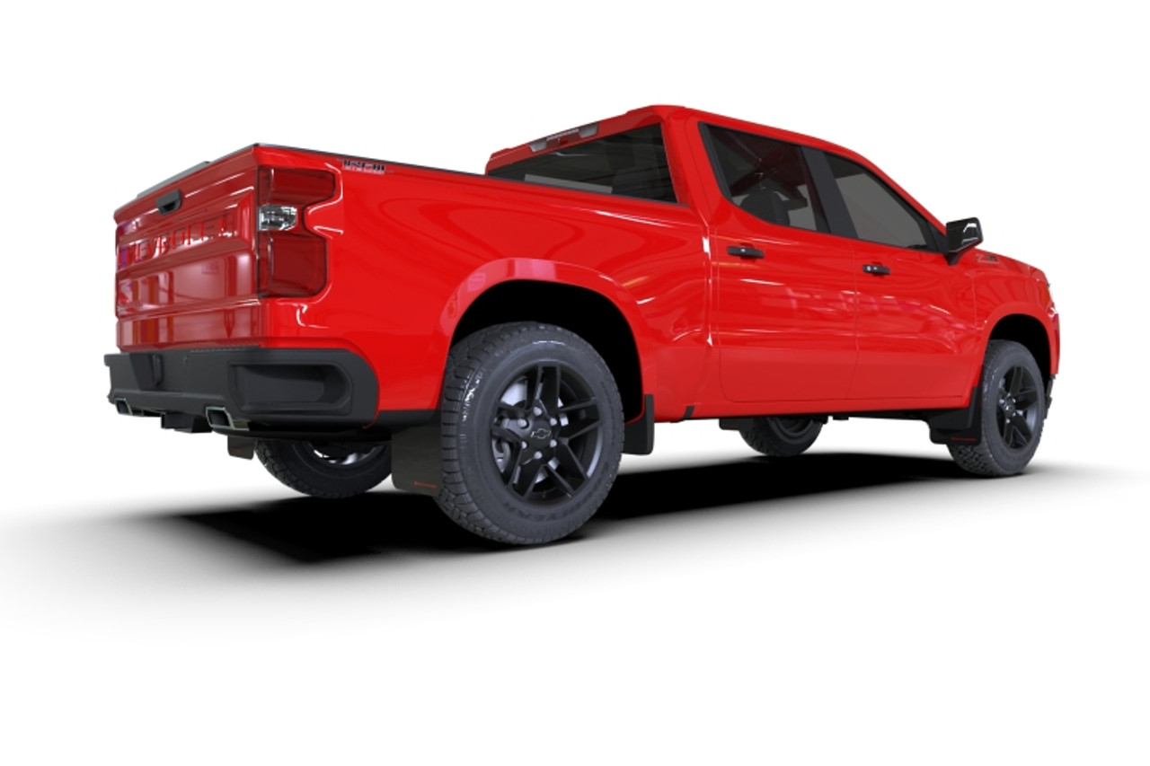 Rally Armor 19-25 Gen 4 Chevy Silverado 1500 Black UR Mud Flap Metallic Black Logo - MF121-UR-BLK-MBK