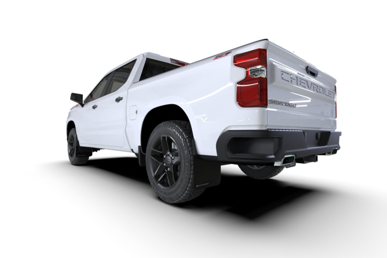 Rally Armor 19-25 Gen 4 Chevy Silverado 1500 Black UR Mud Flap Metallic Red Logo - MF121-UR-BLK-RD