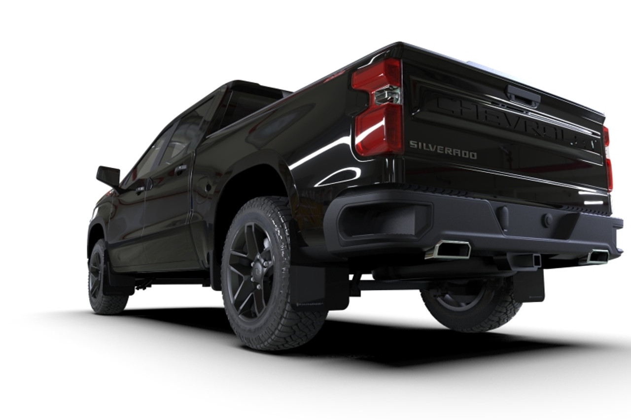 Rally Armor 19-25 Gen 4 Chevy Silverado 1500 Black UR Mud Flap Metallic Red Logo - MF121-UR-BLK-RD