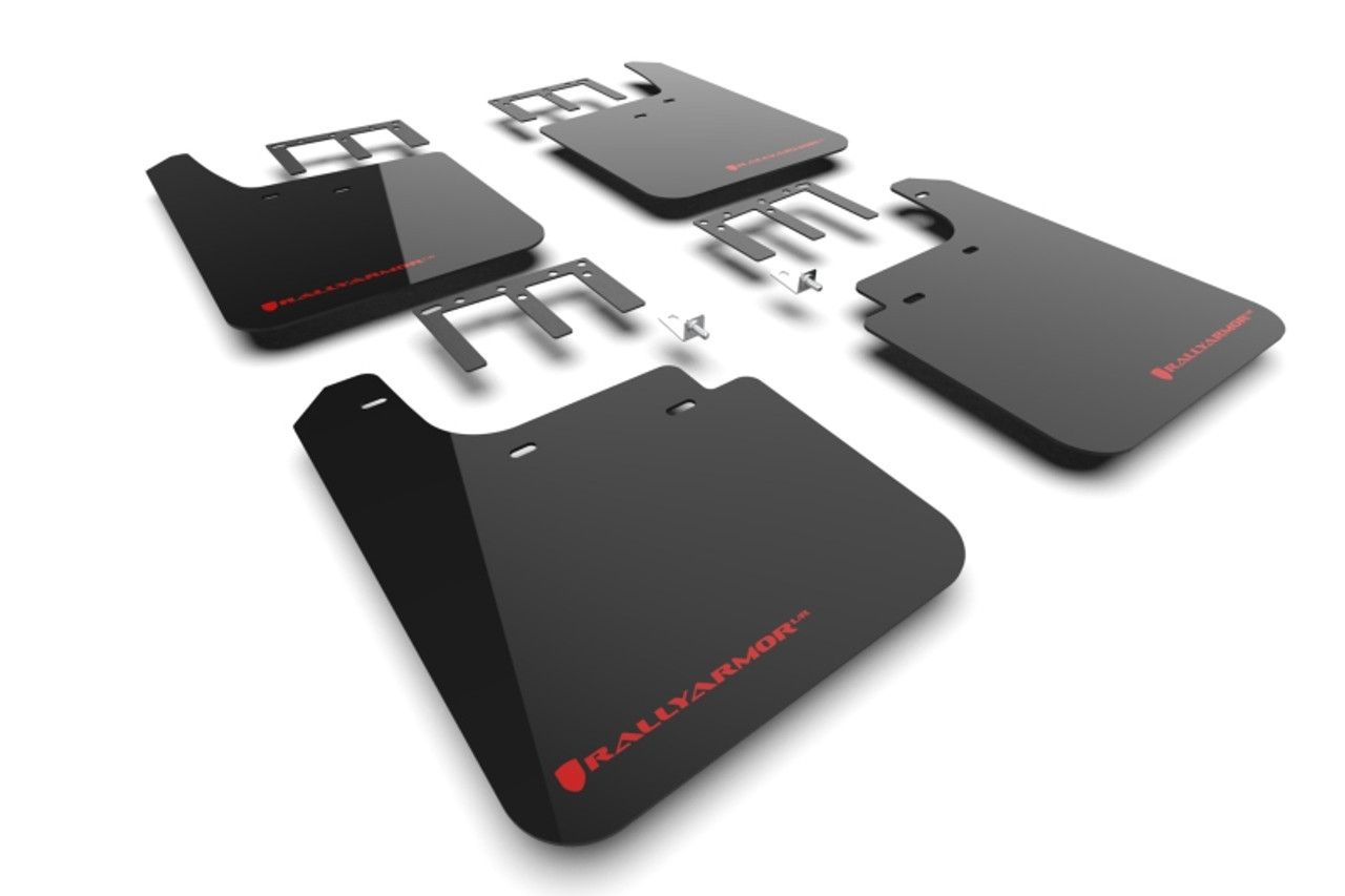 Rally Armor 19-25 Gen 4 Chevy Silverado 1500 Black UR Mud Flap Metallic Red Logo - MF121-UR-BLK-RD