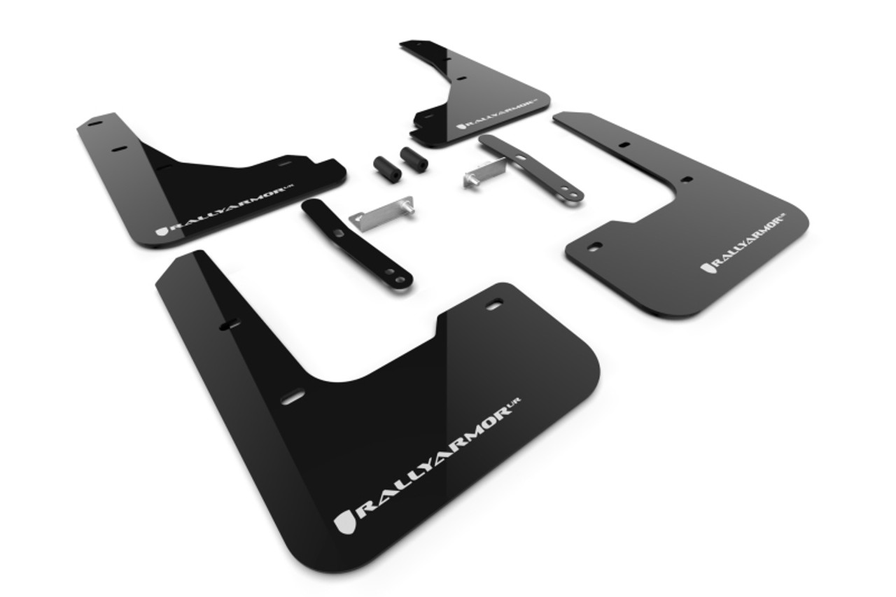 Rally Armor 24-25 Tesla Model 3 Highland Black UR Mud Flap White Logo - MF122-UR-BLK-WH