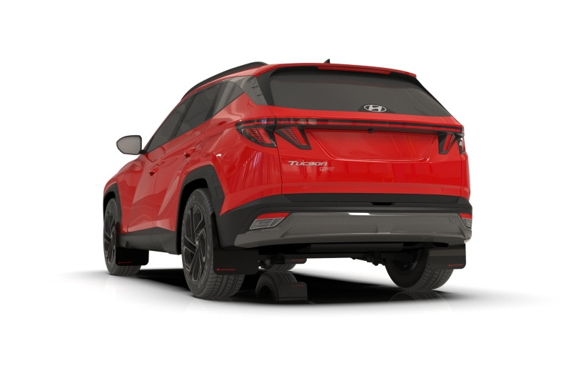 Rally Armor 2025 Hyundai Tucson ICE XRT Black UR Mud Flap - Metallic Black Logo - MF125-UR-BLK-MBK