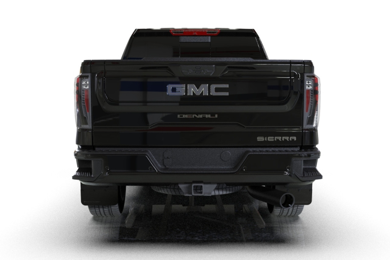 Rally Armor 20-25 GMC Sierra 2500/3500 HD Denali Black Mud Flap w/White Logo - MF131-BLK-WH