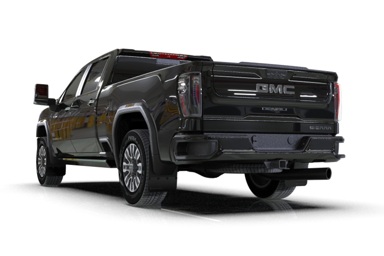 Rally Armor 20-25 GMC Sierra 2500/3500 HD Denali Black Mud Flap w/White Logo - MF131-BLK-WH