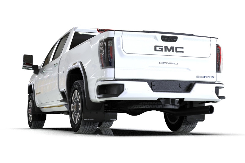 Rally Armor 20-25 GMC Sierra 2500/3500 HD Denali Black Mud Flap w/White Logo - MF131-BLK-WH
