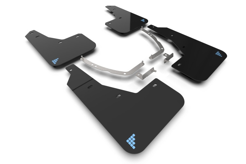 Rally Armor 2025 Hyundai Ioniq 5 PE Blk Mud Flap w/Light Blue Battery Logo - MF137-BAT-BLK-PBL