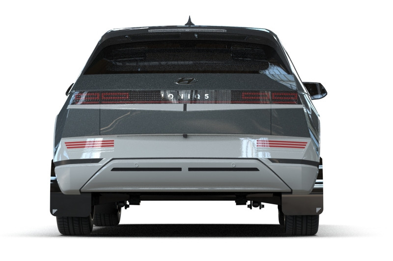 Rally Armor 2025 Hyundai Ioniq 5 PE Black UR Mud Flap w/Silver Battery Logo - MF137-BAT-BLK-SIL