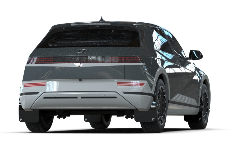 Rally Armor 2025 Hyundai Ioniq 5 PE Black UR Mud Flap w/Silver Battery Logo - MF137-BAT-BLK-SIL