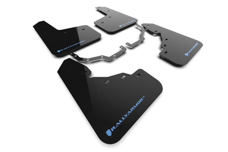 Rally Armor 22-25 Toyota Land Cruiser Black UR Mud Flap Light Blue Logo - MF138-UR-BLK-LBL