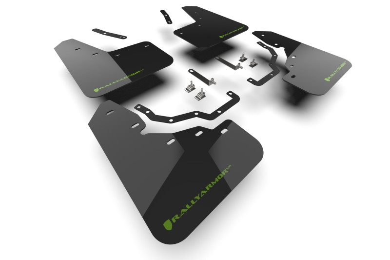 Rally Armor 2024+ Lexus GX-550 Overtrail Black UR Mud Flap Dark Green Logo - MF142-UR-BLK-AGN