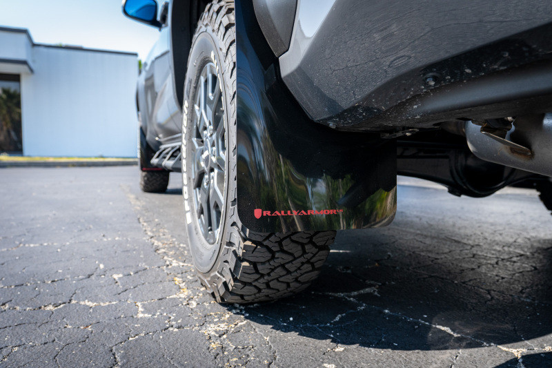 Rally Armor 2025+ Toyota 4Runner Black UR Mud Flap w/ White Logo - MF148-UR-BLK-WH