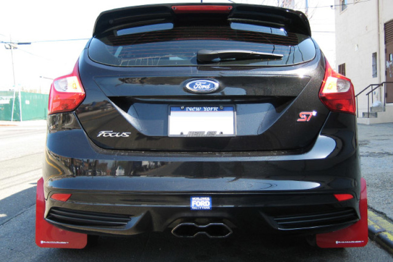 Rally Armor 12-19 Ford Focus ST / 16-19 RS Black Mud Flap w/Red Logo - MF27-UR-BLK/RD
