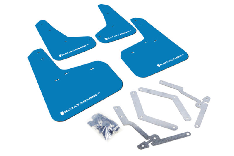 Rally Armor 12-19 Ford Focus ST / 16-19 RS Nitrous Blue UR Mud Flap w/White Logo - MF27-UR-NBL/WH