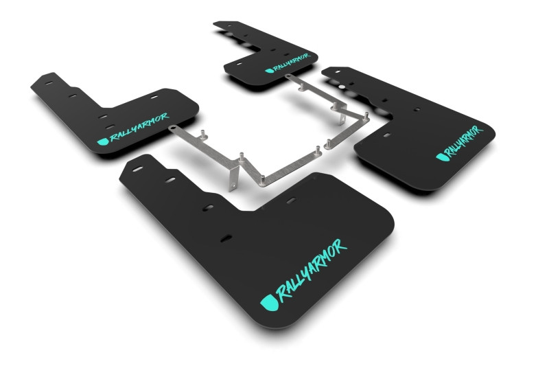 Rally Armor 17-22 Honda Civic Type R Black UR Mud Flap Altered Font Teal Logo - MF47-UR-BLK/TL-X