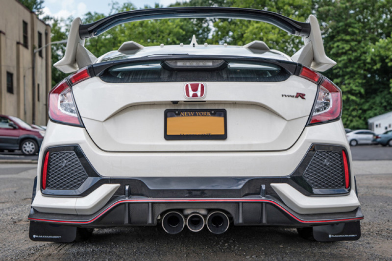 Rally Armor 17-22 Honda Civic Type R White UR Mud Flap w/Red Logo - MF47-UR-WH/RD