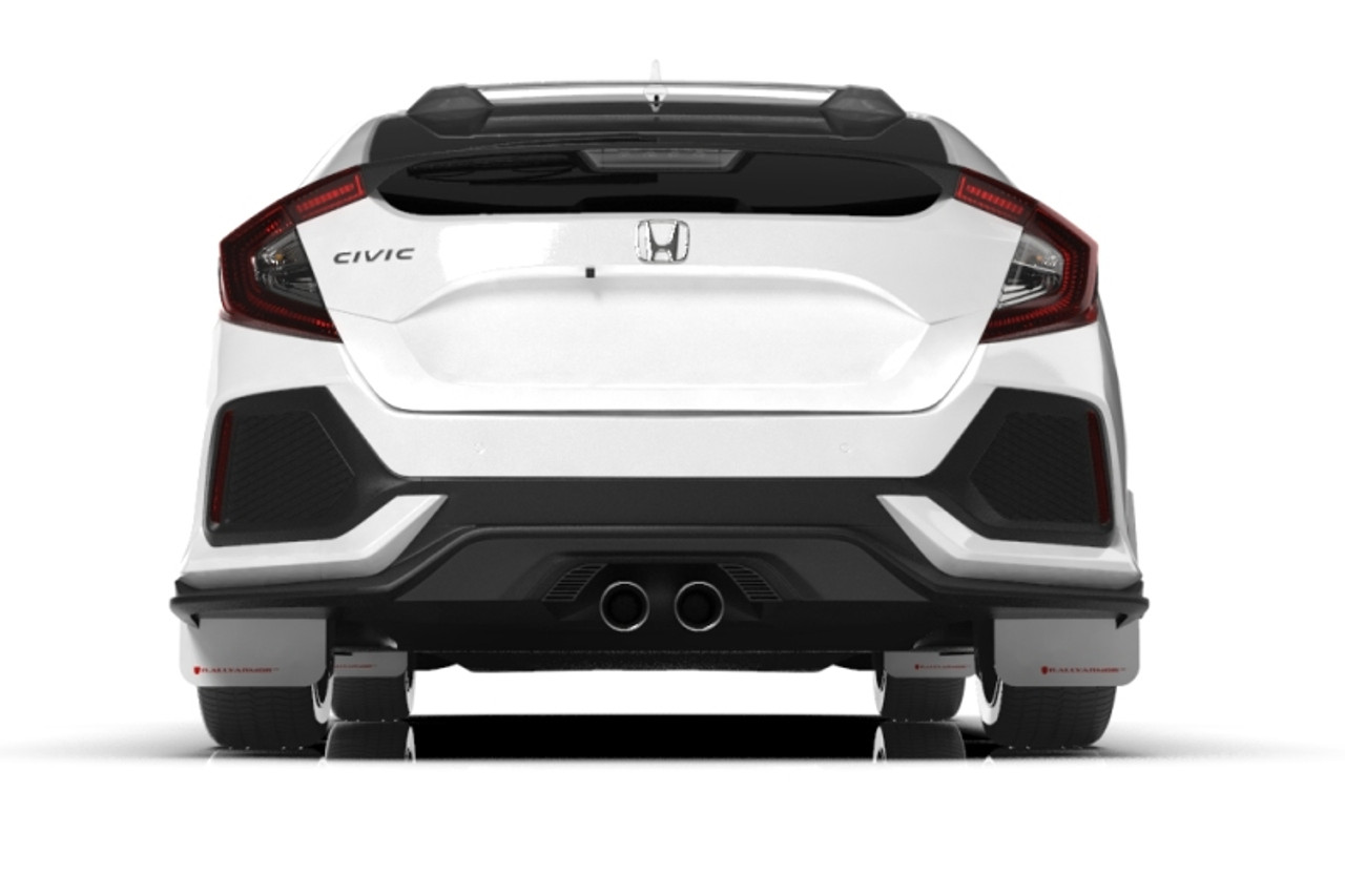 Rally Armor 17-21 Honda Civic Sport/Sport Touring White UR Mud Flap w/Red Logo - MF51-UR-WH/RD