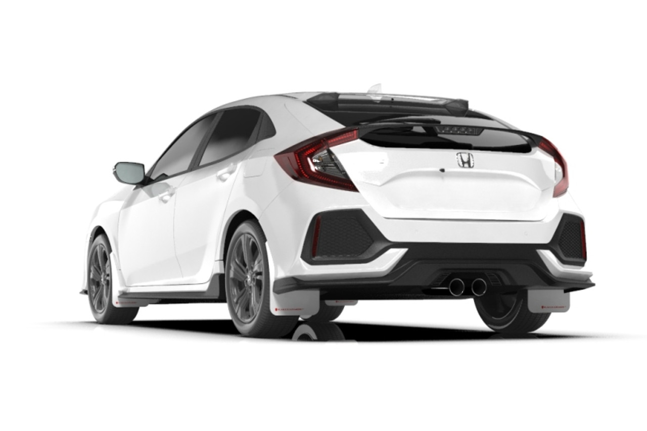 Rally Armor 17-21 Honda Civic Sport/Sport Touring White UR Mud Flap w/Red Logo - MF51-UR-WH/RD
