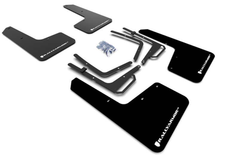 Rally Armor 17-20 Ford F-150 Raptor Gen 2 Black UR Mud Flap w/White Logo - MF53-UR-BLK/WH