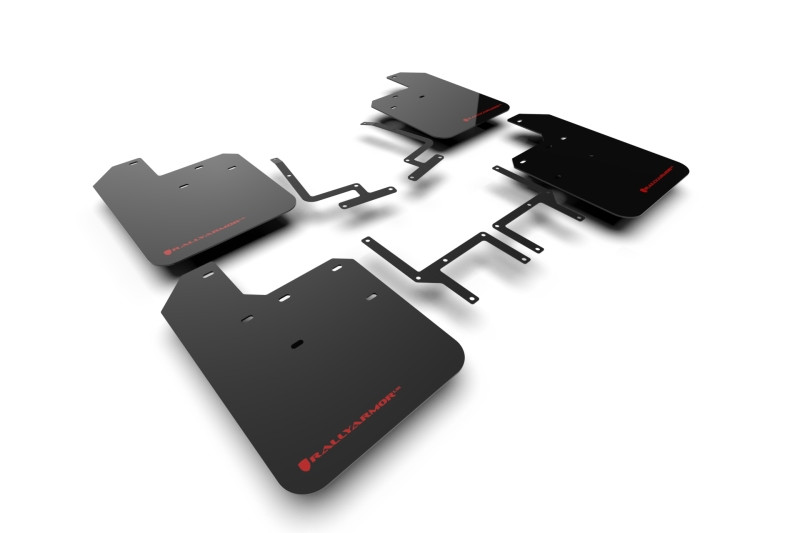 Rally Armor 18-25 Jeep JL Wrangler Black UR Mud Flap w/Red Logo - MF54-UR-BLK/RD