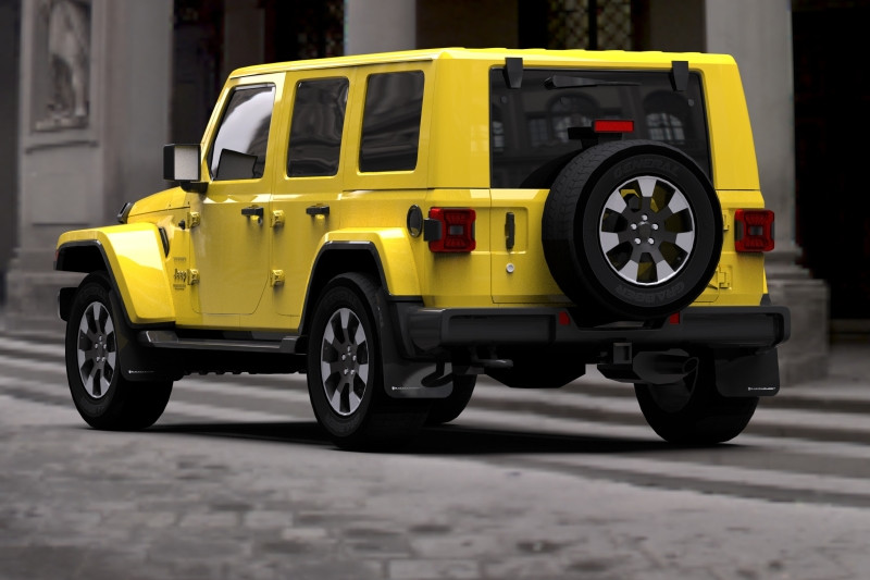 Rally Armor 18-25 Jeep JL Wrangler Black UR Mud Flap w/White Logo - MF54-UR-BLK/WH