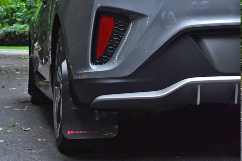 Rally Armor 19-21 Hyundai Veloster Turbo/2.0/R-Spec Black UR Mud Flap w/Red Logo - MF58-UR-BLK/RD