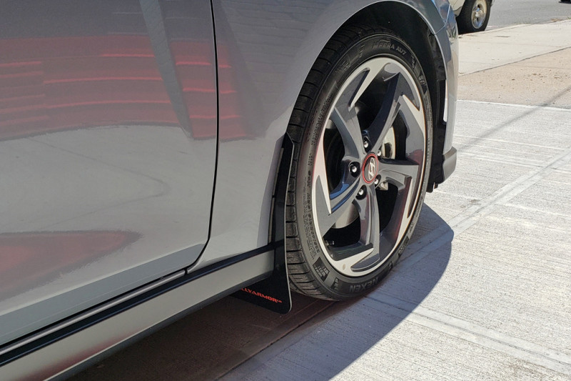 Rally Armor 19-21 Hyundai Veloster Turbo/2.0/R-Spec Black UR Mud Flap w/Red Logo - MF58-UR-BLK/RD