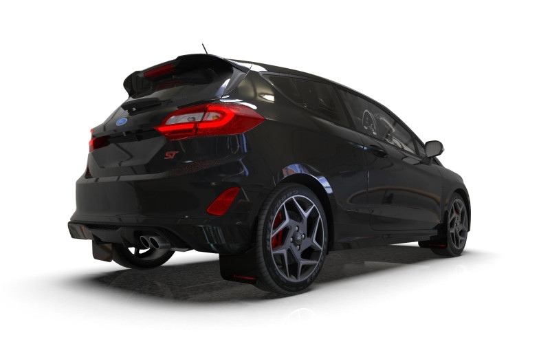 Rally Armor 18-23 Ford Fiesta ST MK8 Black UR Mud Flap w/Red Logo - MF60-UR-BLK/RD