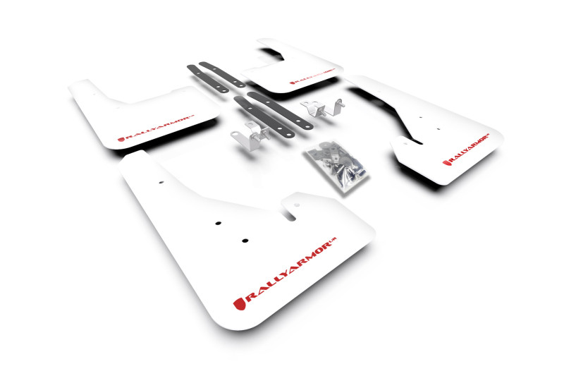 Rally Armor 18-25 Toyota Corolla Hatchback White UR Mud Flap Red Logo - MF67-UR-WH/RD