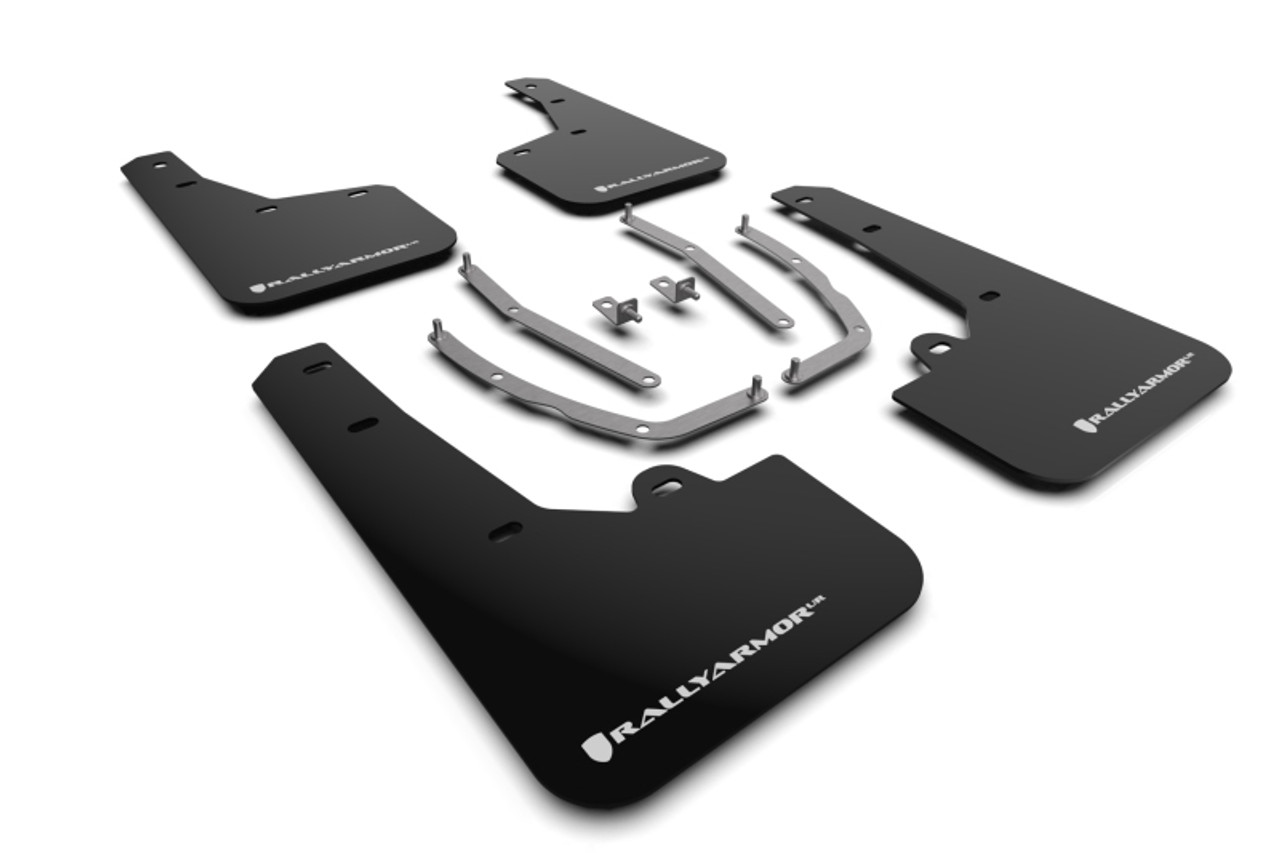 Rally Armor 22-24 Hyundai Tucson Black UR Mud Flap w/White Logo - MF75-UR-BLK-WH