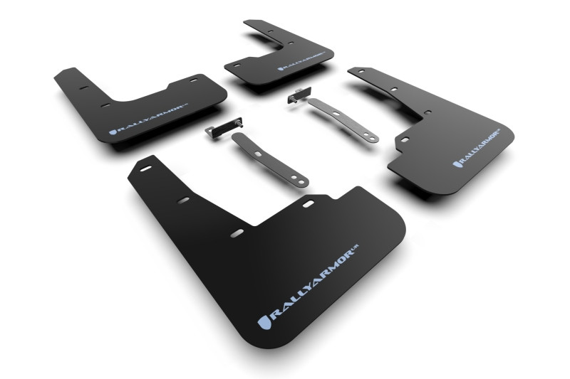 Rally Armor 22-23 Hyundai Elantra N & N Line Black UR Mud Flap w/Light Blue Logo - MF79-UR-BLK-PBL