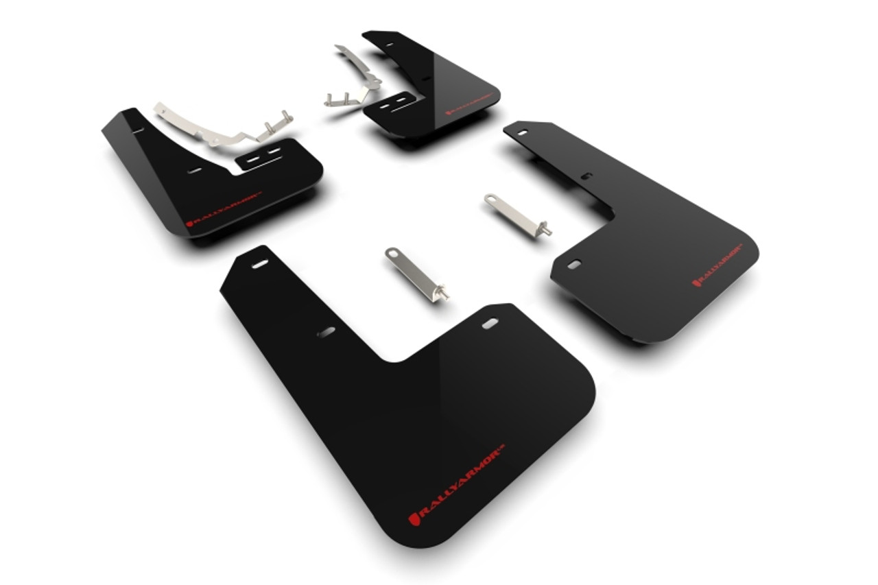 Rally Armor 22-25 VW MK8 Golf GTI/R Black UR Mud Flap w/Red Logo - MF80-UR-BLK/RD