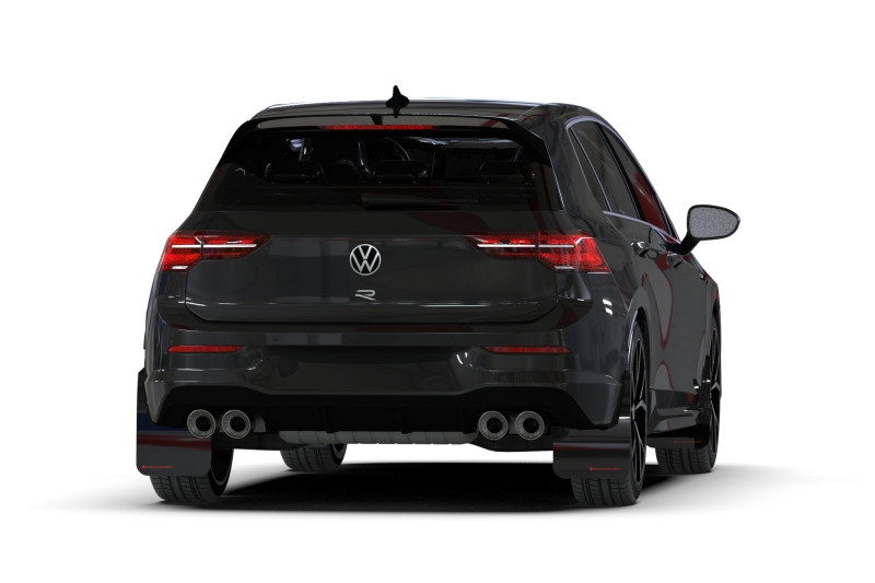 Rally Armor 22-25 VW MK8 Golf GTI/R Black UR Mud Flap w/White Logo - MF80-UR-BLK/WH