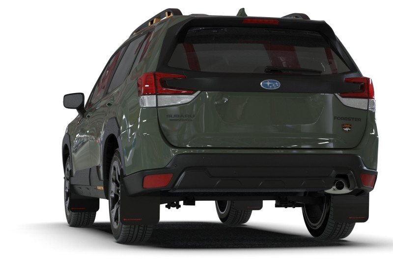 Rally Armor 22-24 Subaru Forester &amp; Wilderness Black UR Mud Flap w/Grey Logo - MF82-UR-BLK/GRY