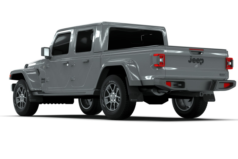 Rally Armor 19-25 Jeep Gladiator JT (Incl. Overland/Sport/Sport S) Black Mud Flap w/Met. Black Logo - MF84-BLK-MBK