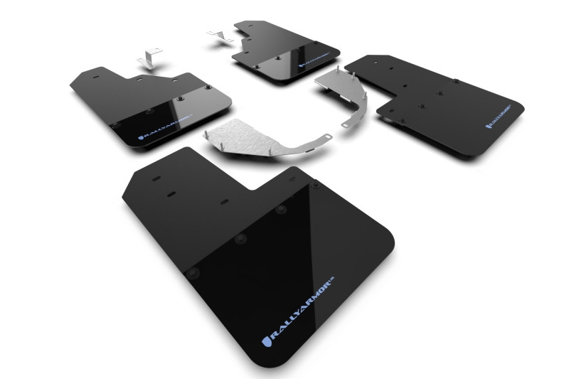 Rally Armor 21-25 Ford Bronco (Steel Bmpr - NO Rptr/Sprt - NO RR/RB) Blk Mud Flap w/Area Blue Logo - MF85-NO-ST-ABL