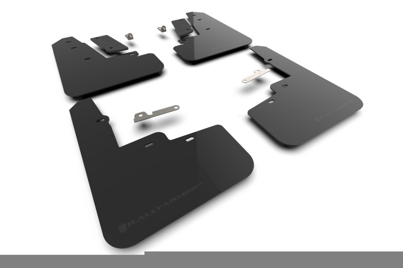 Rally Armor 2021-25 Ford Mach-E Rally Edition Black UR Mud Flap Metallic Black Logo - MF96-URXT-BLK-MBK