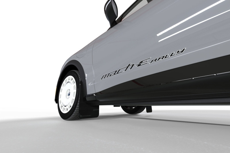 Rally Armor 2021-25 Ford Mach-E Rally Edition Black UR Mud Flap Metallic Black Logo - MF96-URXT-BLK-MBK